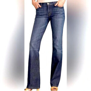 DAVID KAHN "Lauren" straight leg mid wash denim jeans size 12 short